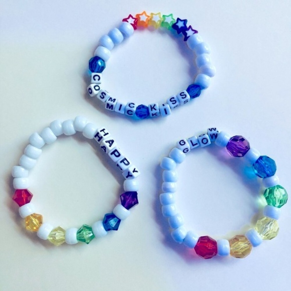 🍒 5/$25 🍒 Rainbow Pride Rave Kandi Bracelets | Cosmic Kiss